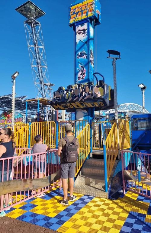 An onlooker captured this photo showing a young boy who appeared to be unrestrained as a ride started up at the Sydney Royal Easter Show.