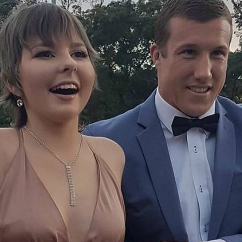 Hannah with NRL player Trent Hodkinson.