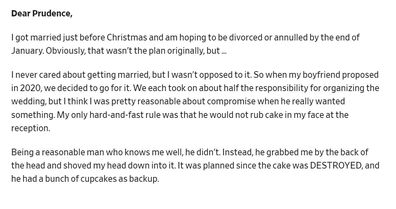 Dear Prudence wedding cake incident