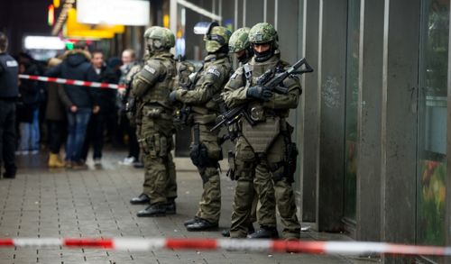 Police outside Munich train station. (AFP)