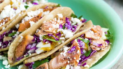 Recipe: <a href="https://kitchen.nine.com.au/2017/11/16/15/30/easy-wild-pink-salmon-tacos" target="_top">Easy wild pink salmon tacos</a>