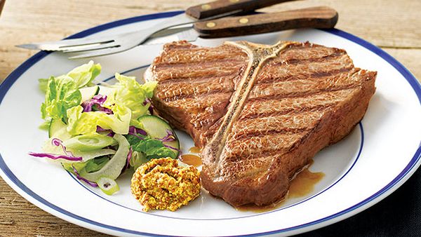 The Honey Badger's chargrilled T-bone steak with seeded mustard