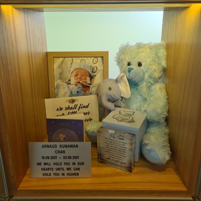 The couple have many keepsakes of their baby boy