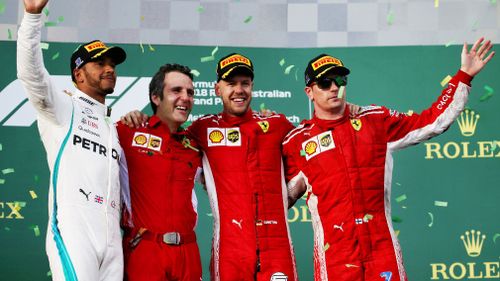 Aussie Daniel Ricciardo (far left) equalled his best Albert Park result with fourth. (AAP)
