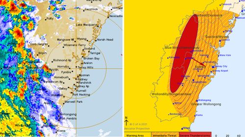 A huge storm cell moving across Sydney.