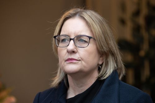 Premier Jacinta Allan making an announcement regarding housing developments in wealthier suburbs.