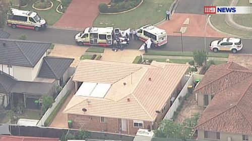 Emergency services at the scene in Cecil Hills. (9NEWS)
