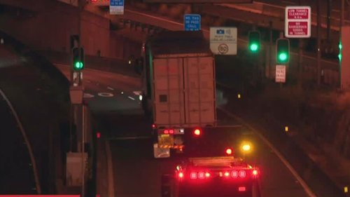 Over-height truck blocks Sydney Harbour Tunnel for second time today.