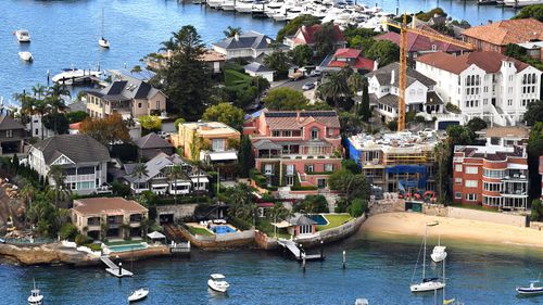 An aerial image of waterfront properties in Point Piper, Sydney.