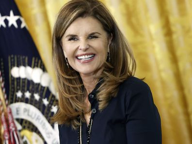 WASHINGTON, DC - MARCH 18: Maria Shriver, the former first lady of California, listens during a Womens History Month reception in the East Room of the White House on March 18, 2024 in Washington, DC. The event is a part of the Biden administrations Womens Health Research initiative. (Photo by Anna Moneymaker/Getty Images)