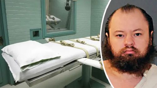 This undated photo provided by the Texas Department of Criminal Justice shows Texas death row inmate Blaine Milam and a Texas execution chamber.