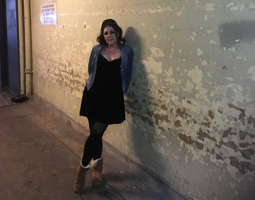 Catherall outside a stage door prior to a Human League Show in Sydney. (Twitter/@Lubycat)