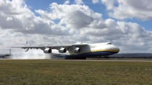 The Antonov touched down in Perth earlier today. (Twitter/Elly Cormack)