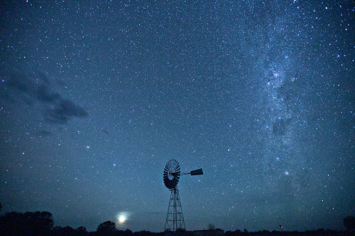 The Milky way makes its way over the Barkly Tableand at Newcastle waters station. 