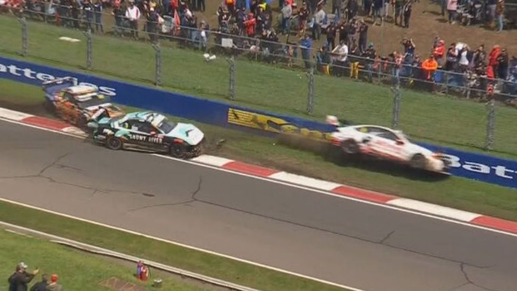 Zane Goddard rejoined into the path of Dale Wood and Matt Campbell on the restart of the Bathurst 1000.