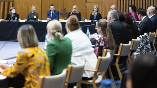 Minister for Education Jason Clare speaks during the Teacher Workforce roundtable, at Parliament House in Canberra on Friday 12 August 2022. fedpol Photo: Alex Ellinghausen