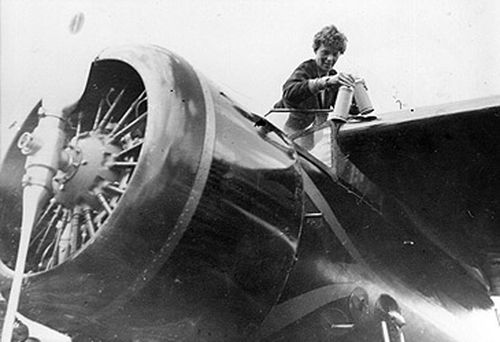 Amelia Earhart on plane (Getty)