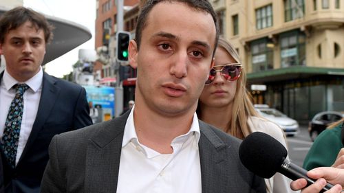 Luke Lazarus leaves the Downing Centre District Court in Sydney in May last year. (AAP)