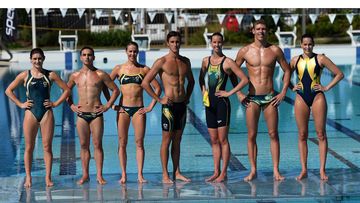 <p>Some of
Australia's top aquatic athletes have become the latest to model their Rio
Olympics uniforms, unveiling green and gold Speedo swimsuits on the Gold Coast
today. </p><p>The swimwear
will be packed in suitcases alongside special ceremonial and competition uniforms,
designed by Sportscraft and Adidas respectively, for the games in Brazil in August.&nbsp;</p>