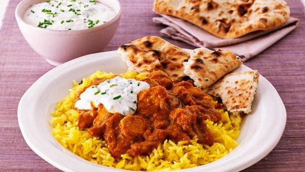 Indian chicken curry with basmati rice