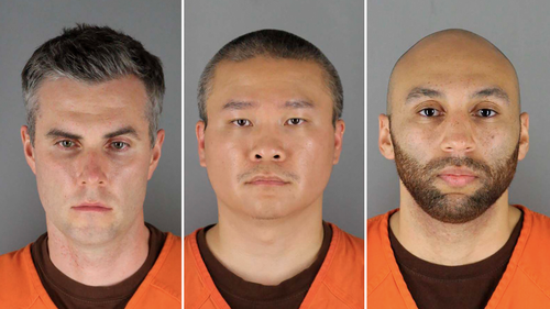 From left to right: Thomas Lane, Tou Thao, J. Alexander Kueng. The three officers have been charged with aiding and abetting Derek Chauvin, who is charged with second-degree murder of George Floyd. (Hennepin County Sheriff's Office via AP)