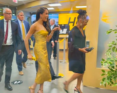 NEW YORK, NEW YORK - MAY 16: (L-R) Meghan Markle, Duchess of Sussex, and Doria Ragland are seen arriving to the "Woman Of Vision Awards" on May 16, 2023 in New York City. (Photo by Raymond Hall/GC Images)