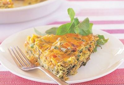Salmon and vegetable rice pie