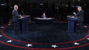 Joe Biden and Donald Trump in the first presidential debate.