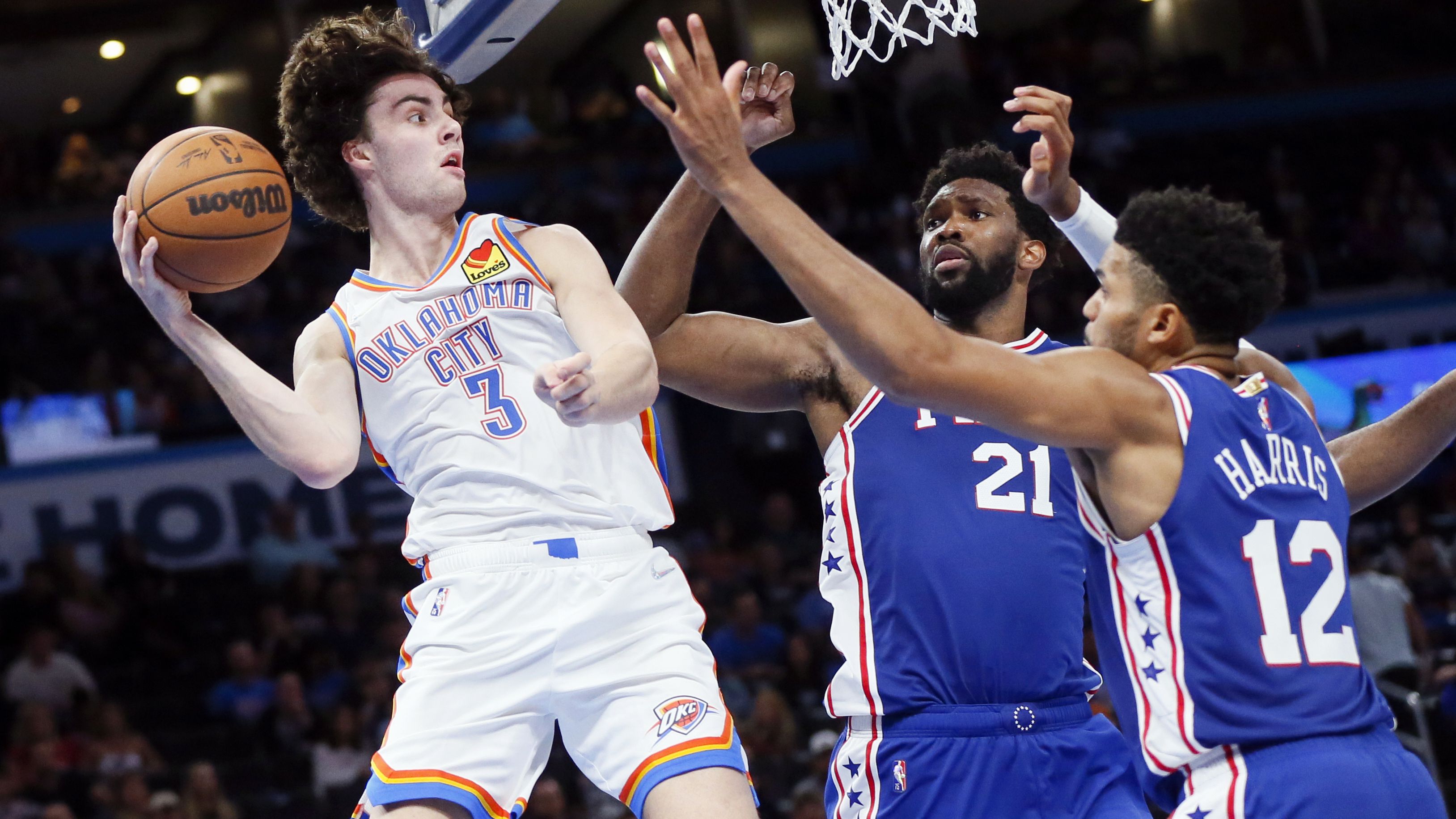 Josh Giddey impresses with best NBA outing yet after painful clash with Joel Embiid