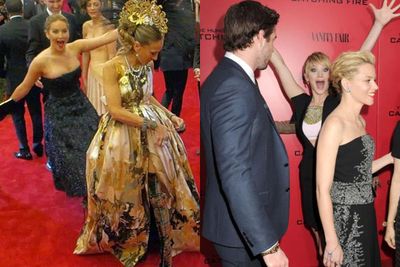 HEY LOOK. LOOK AT ME. LOOK I'M OVER HERE. <br/><br/>Yep JLaw, we can see you... we can <I>all</I> see you.