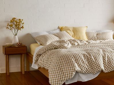 Sheet Society gingham bedding.