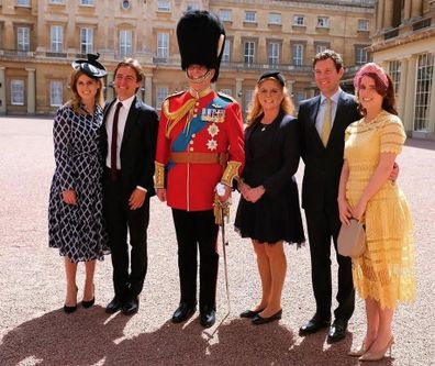 (L-R) Princess Beatrice, Edoardo Mapelli Mozzi, Prince Andrew, Sarah Ferguson, Jack Brooksbank, Princess Eugenie