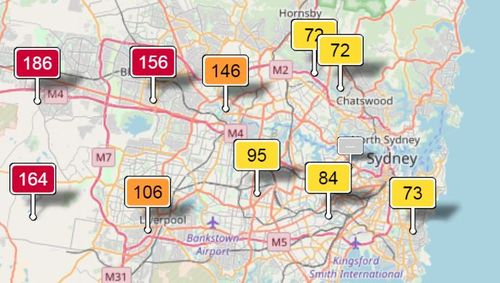 Sydney's air quality levels this morning were either classified as moderate or hazardous. 