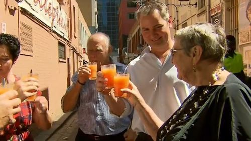 Street party next to Pelligrini’s in honour of Sisto Malaspina