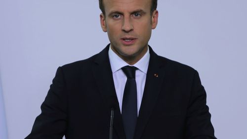 French President Emmanuel Macron told journalists in the United Arab Emirates that he wasn't making any judgments (AP Photo/Kamran Jebreili).