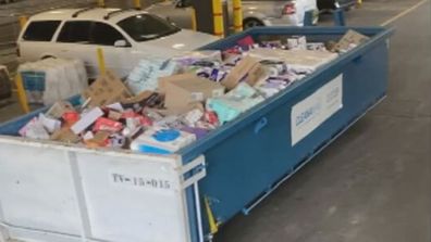 Coles skip bin groceries thrown out Chadstone Shopping Centre