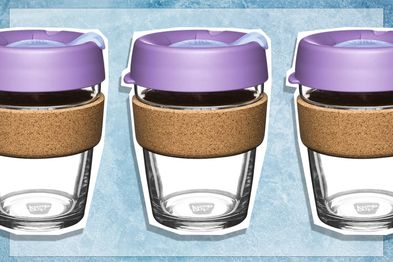 KeepCup 12oz Reusable Coffee Cup. Toughened Glass Cup & Natural