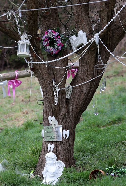 The memorial tree close to where the bodies of the two nine-year-old girls were discovered in Brighton, UK.