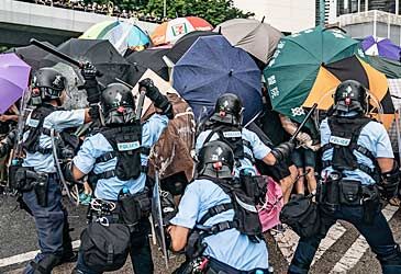 A proposed amendment to which law in 2019 triggered protests in Hong Kong?