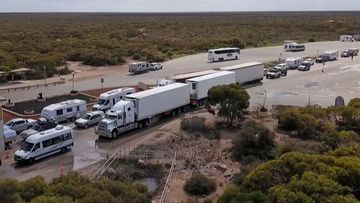 Trucks lined up for WA border checks