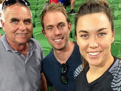 Mackenzie Arnold with her brother Sam Arnold and their dad.