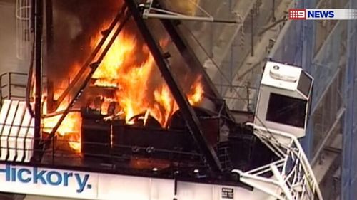 A dozen fire crews were called to the construction site. (9NEWS)