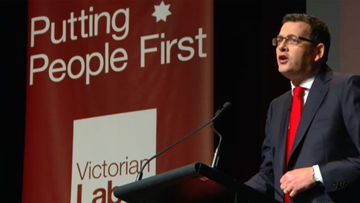 Opposition Leader Daniel Andrews at Victorian Labor's election campaign launch. (9NEWS)