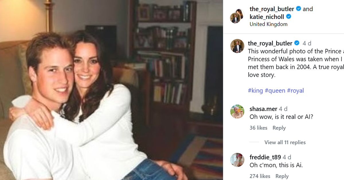 Former royal butler apologises after being fooled by fake AI image of Prince William and Kate