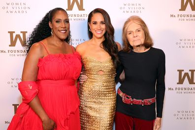 Teresa Younger, Meghan, The Duchess of Sussex, and Gloria Steinem attend the Ms. Foundation Women of Vision Awards: Celebrating Generations of Progress & Power at Ziegfeld Ballroom on May 16, 2023 in New York City. (Photo by Kevin Mazur/Getty Images Ms. Foundation for Women)