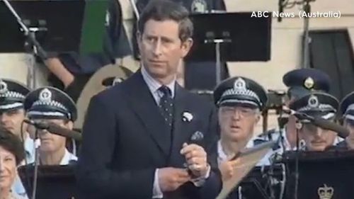 Prince Charles on stage in Darling Harbour in 1994.