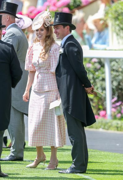 ASCOT, ENGLAND - JUNE 17: Princess Beatrice of York and Edoardo Mapelli Mozzi smile as they attend day one of Royal Ascot at Ascot Racecourse on June 17, 2025 in Ascot, England.  (Photo by Chris Jackson/Getty Images)