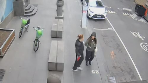A capture from the CCTV footage of a random stabbing attack in Melbourne's CBD in October