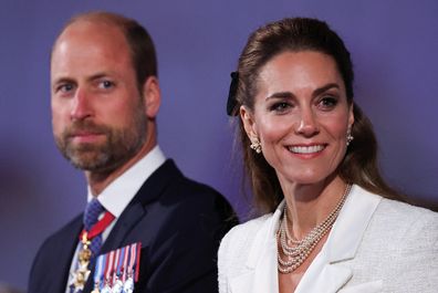 Prince William, Prince of Wales and Catherine, Princess of Wales attend the 80th Anniversary of VE Day, held at the historic Horse Guards Parade on May 8, 2025 in London, England.