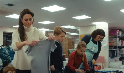 princess of wales and three children volunteer at baby bank charity